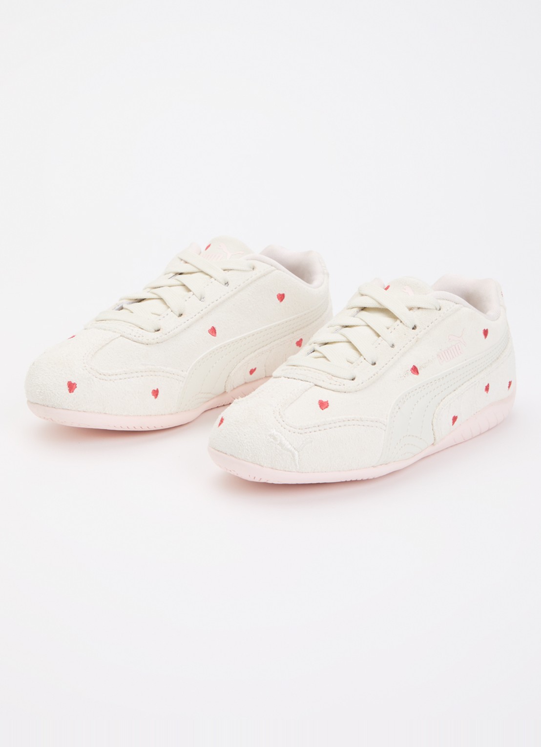 Puma Speedcat Amor van suéde met leren details - voorkant 3 lichtgrijs