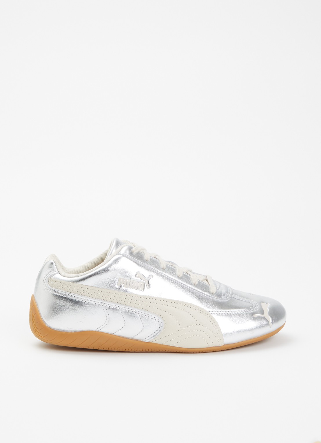 Puma Speedcat sneaker van leer met metallic finish - voorkant 2 zilver