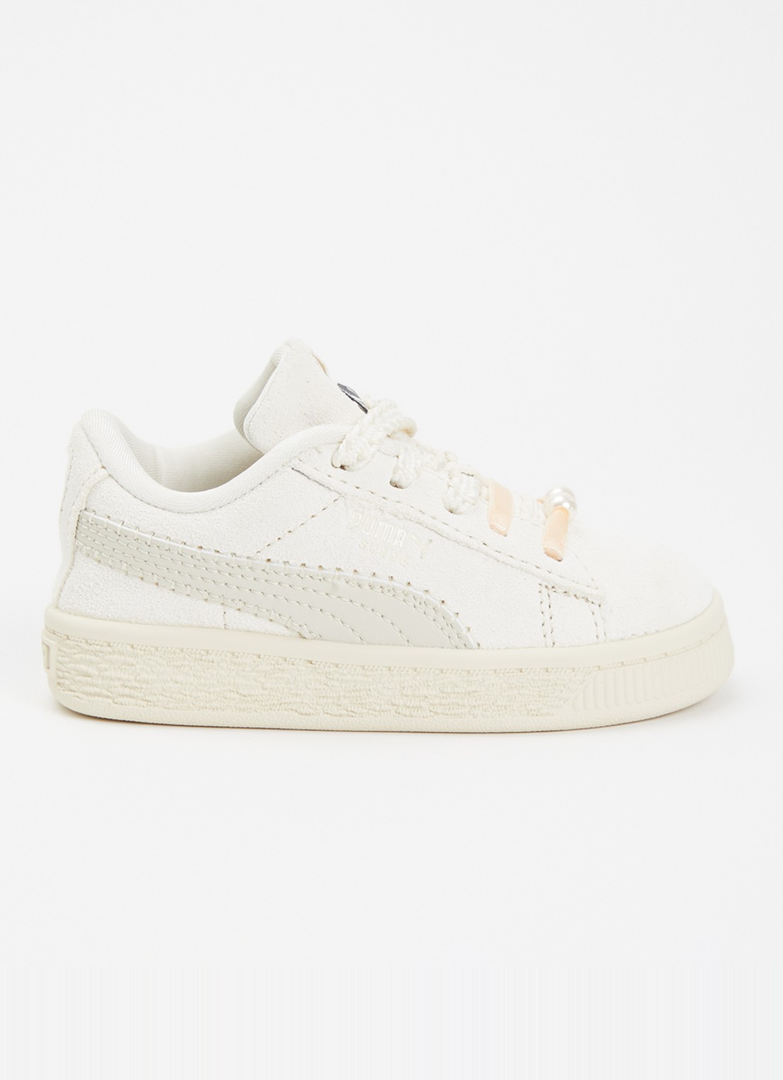 Puma Suede Bloom sneaker van suède - voorkant gebroken wit