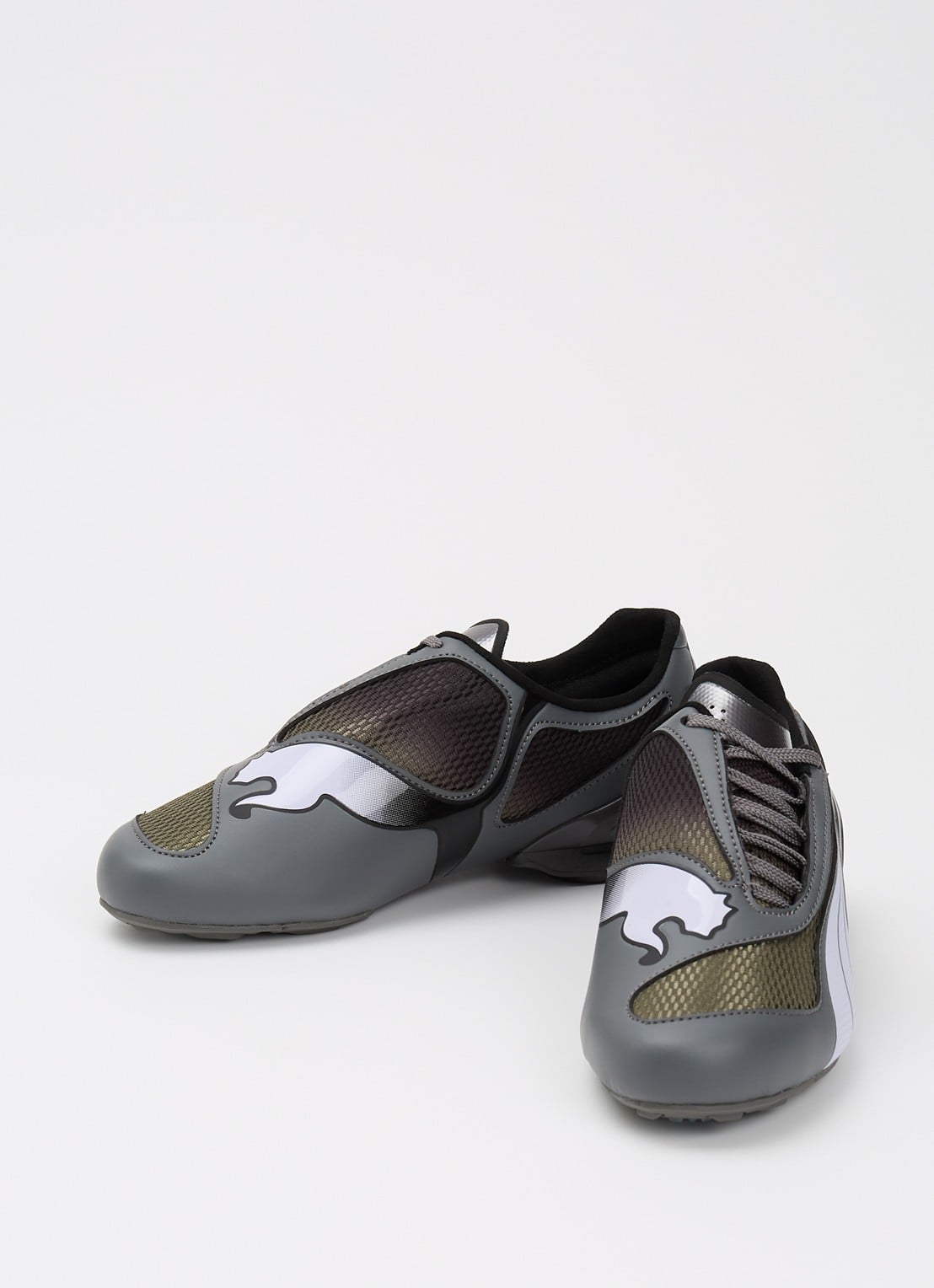 Puma V-S1 sneaker van leer met mesh details - detail 2 grijs