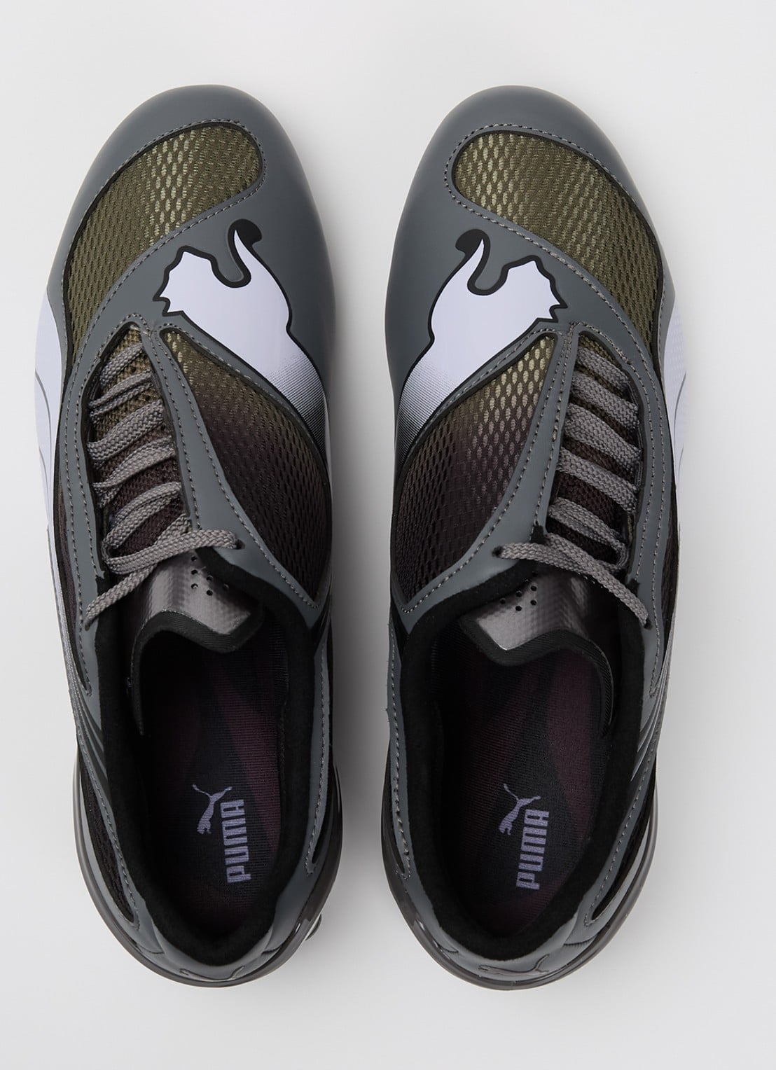Puma V-S1 sneaker van leer met mesh details - detail 3 grijs