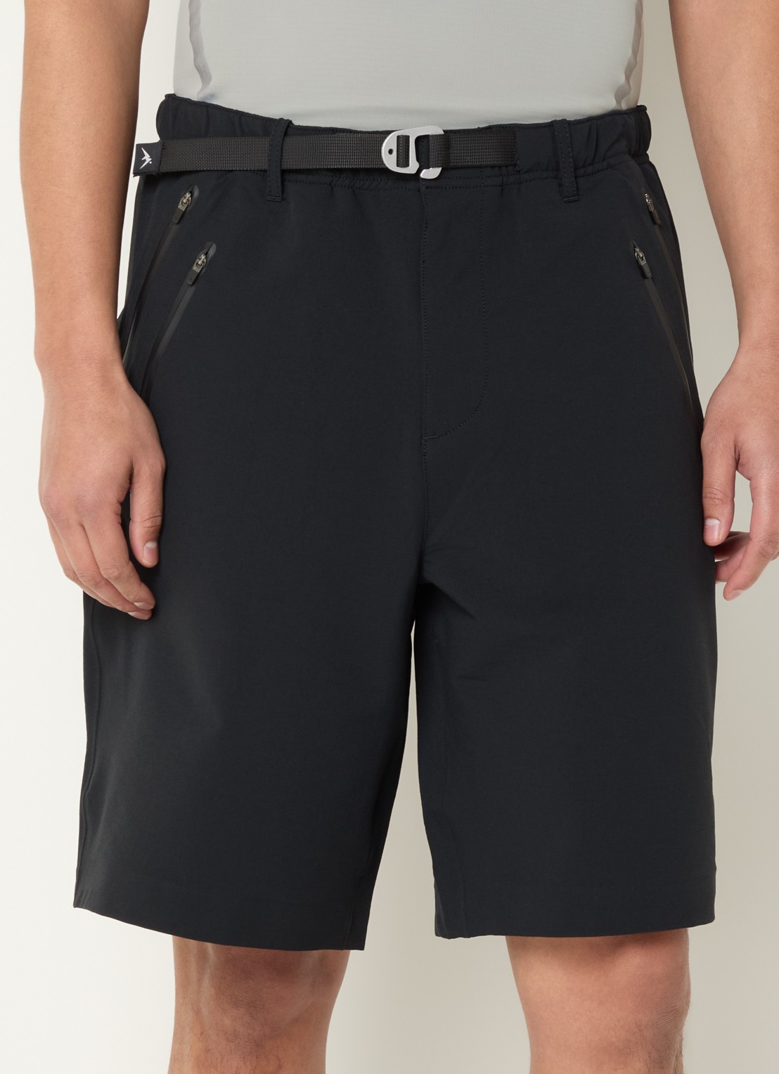 Purple Mountain Observatory Forest straight fit korte broek met ceintuur - detail 4 zwart
