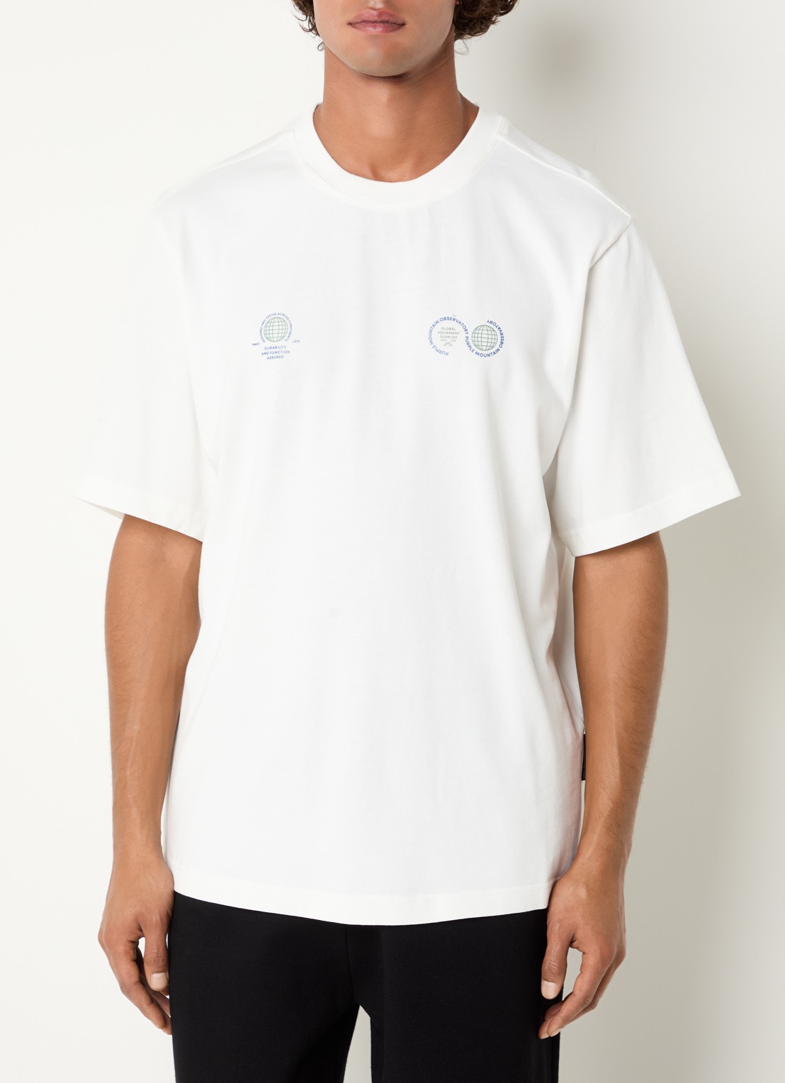 Purple Mountain Observatory Globe T-shirt met logo- en backprint - achterkant 2 wit