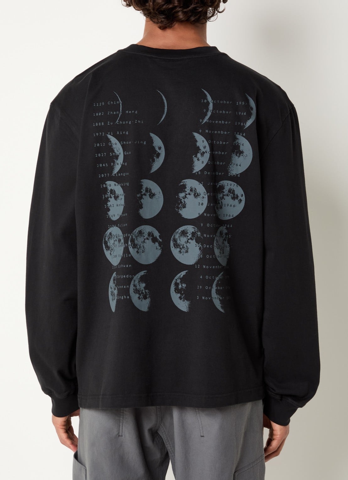 Purple Mountain Observatory Moons longsleeve met logo- en backprint - detail zwart