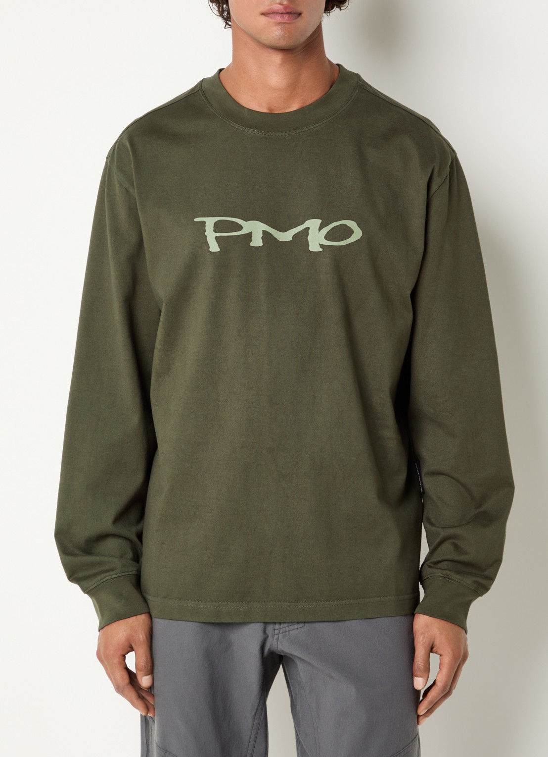 Purple Mountain Observatory Quantum longsleeve met logo- en backprint - achterkant mosgroen