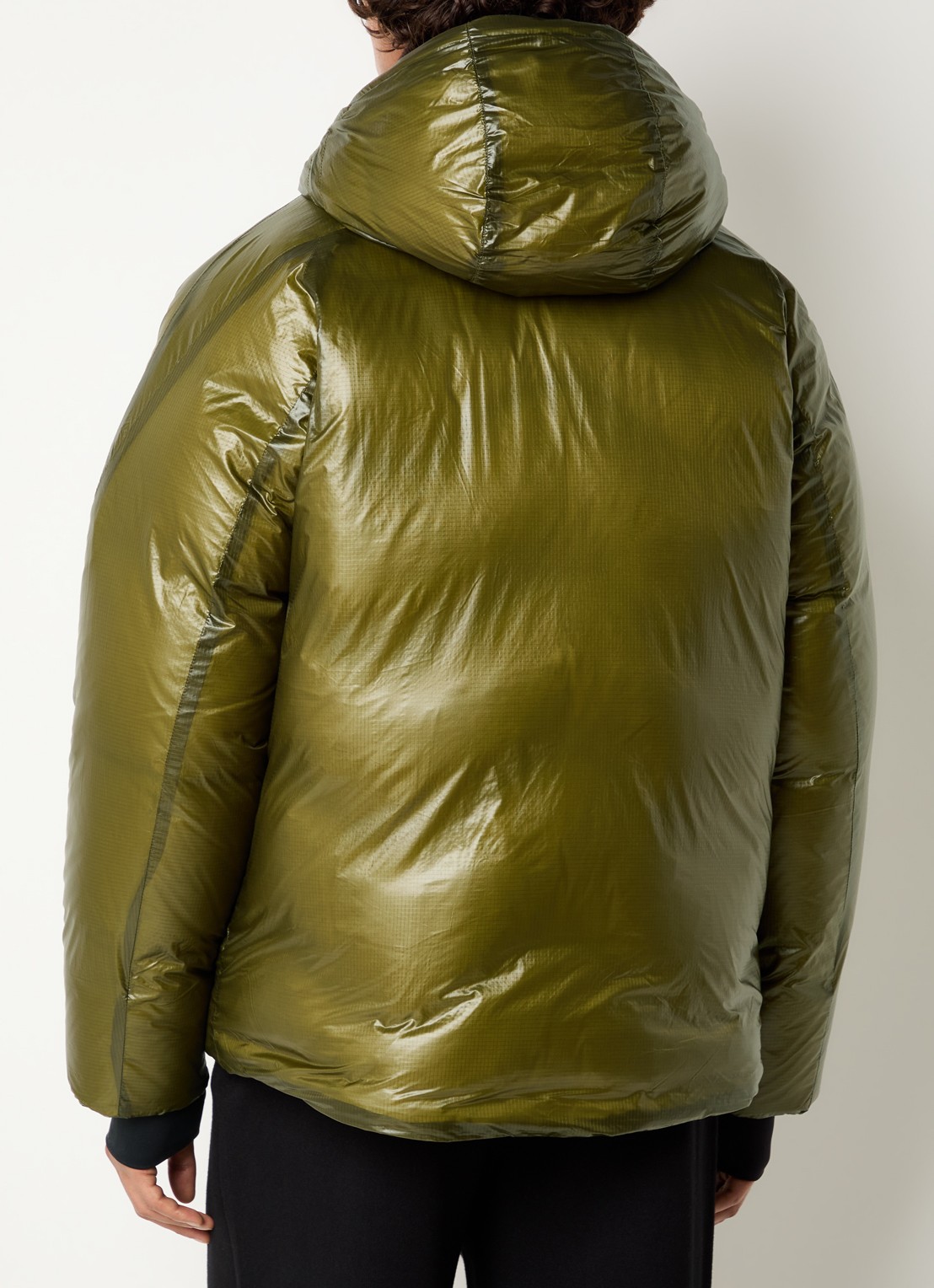 Purple Mountain Observatory Shield puffer jack met donsvulling en glanzende finish - achterkant 2 olijfgroen
