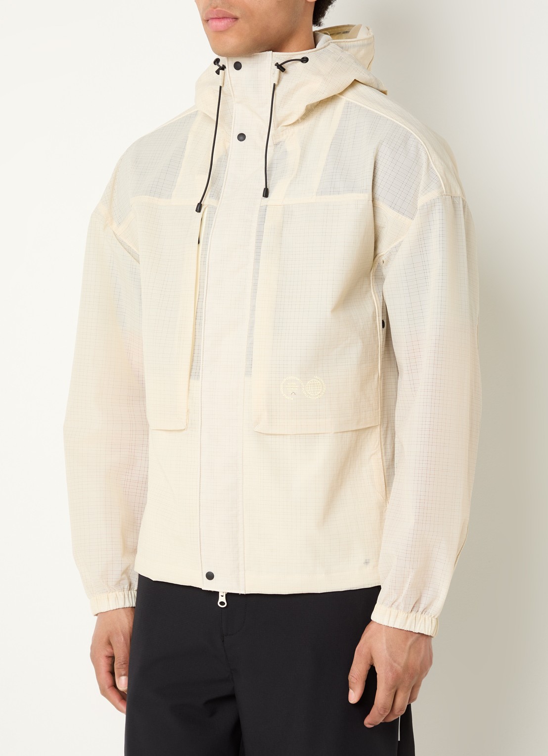 Purple Mountain Ridge jack met capuchon en ritszakken - detail creme