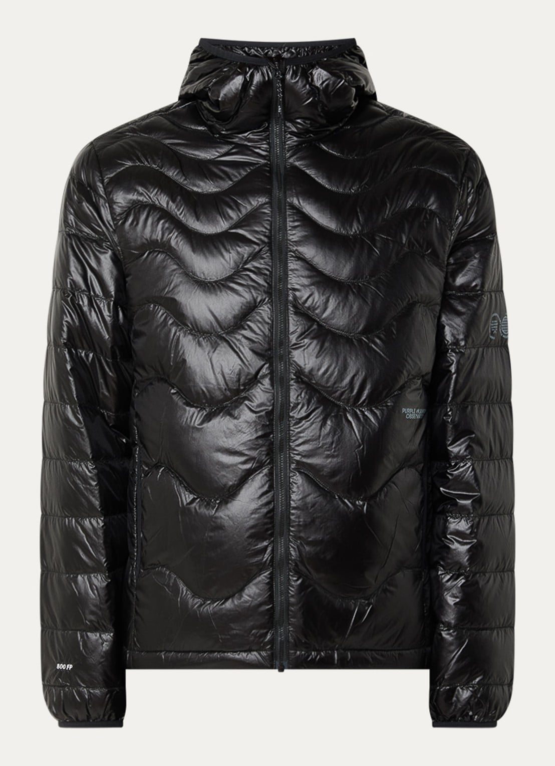 Purple Mountain Waves puffer jack met donsvulling en steekzakken - voorkant zwart