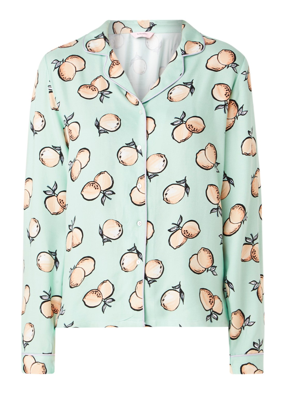 Pyjamatop met print - voorkant 2 lichtgroen