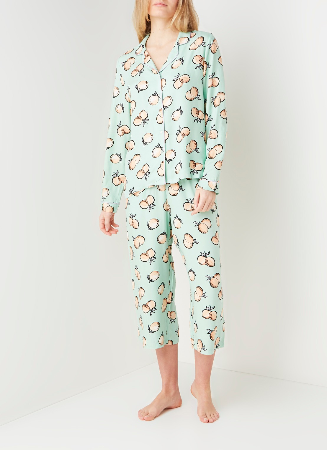 Pyjamatop met print - voorkant 3 lichtgroen