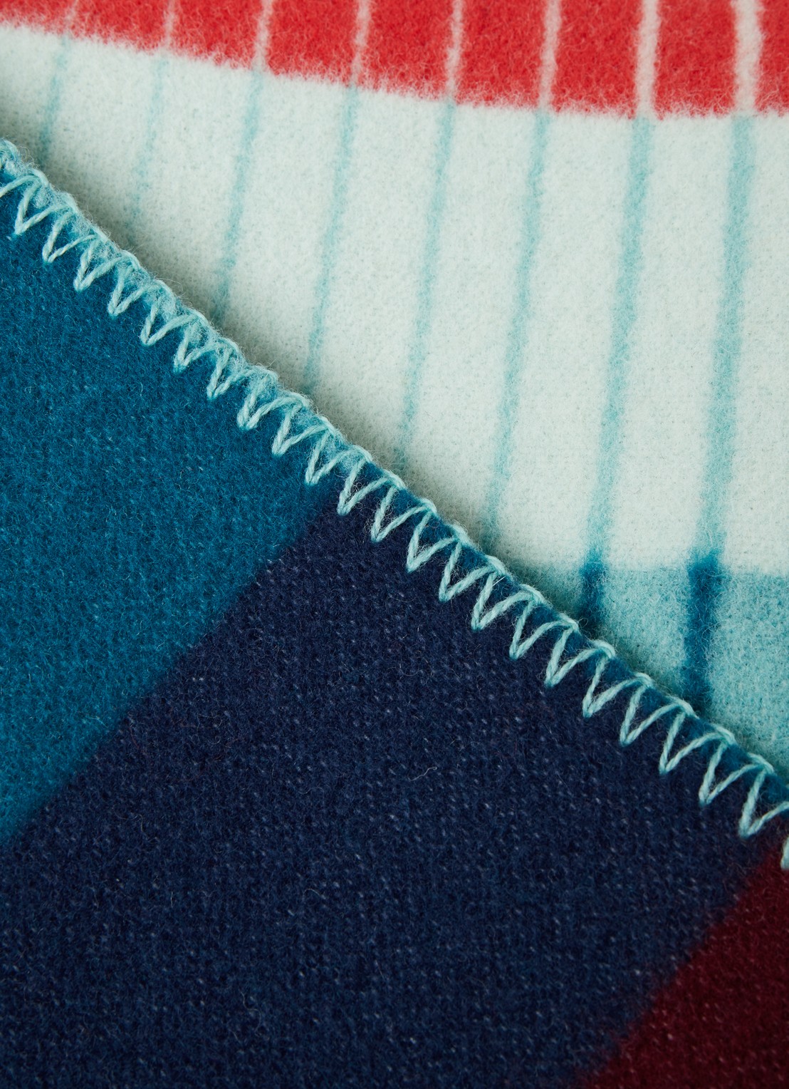 Røros Tweed Asmund plaid van wol 135 x 200 cm - detail 3 turquoise