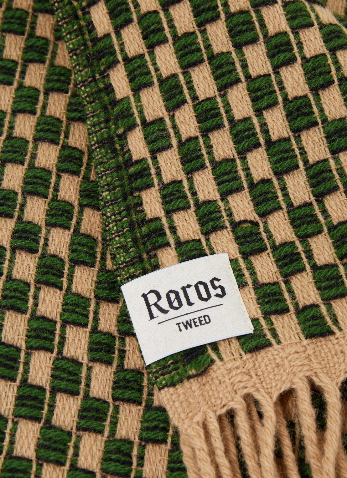 Røros Tweed Isak plaid van wol 150 x 210 cm - detail groen
