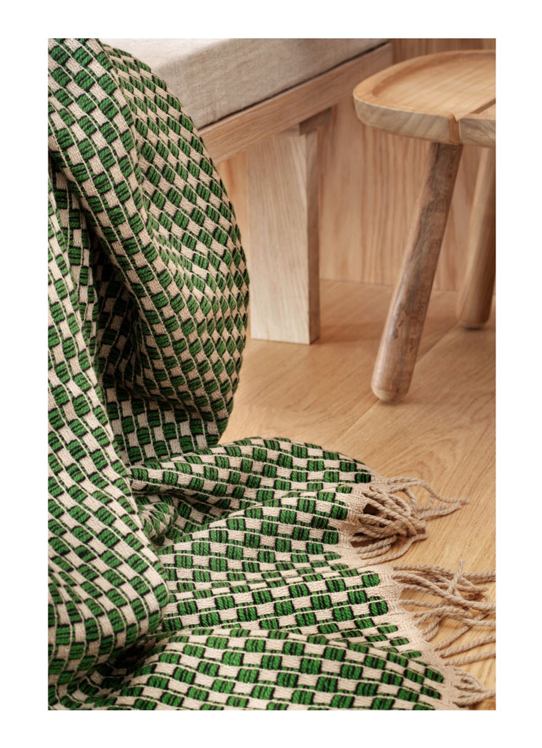Røros Tweed Isak plaid van wol 150 x 210 cm - detail 2 groen