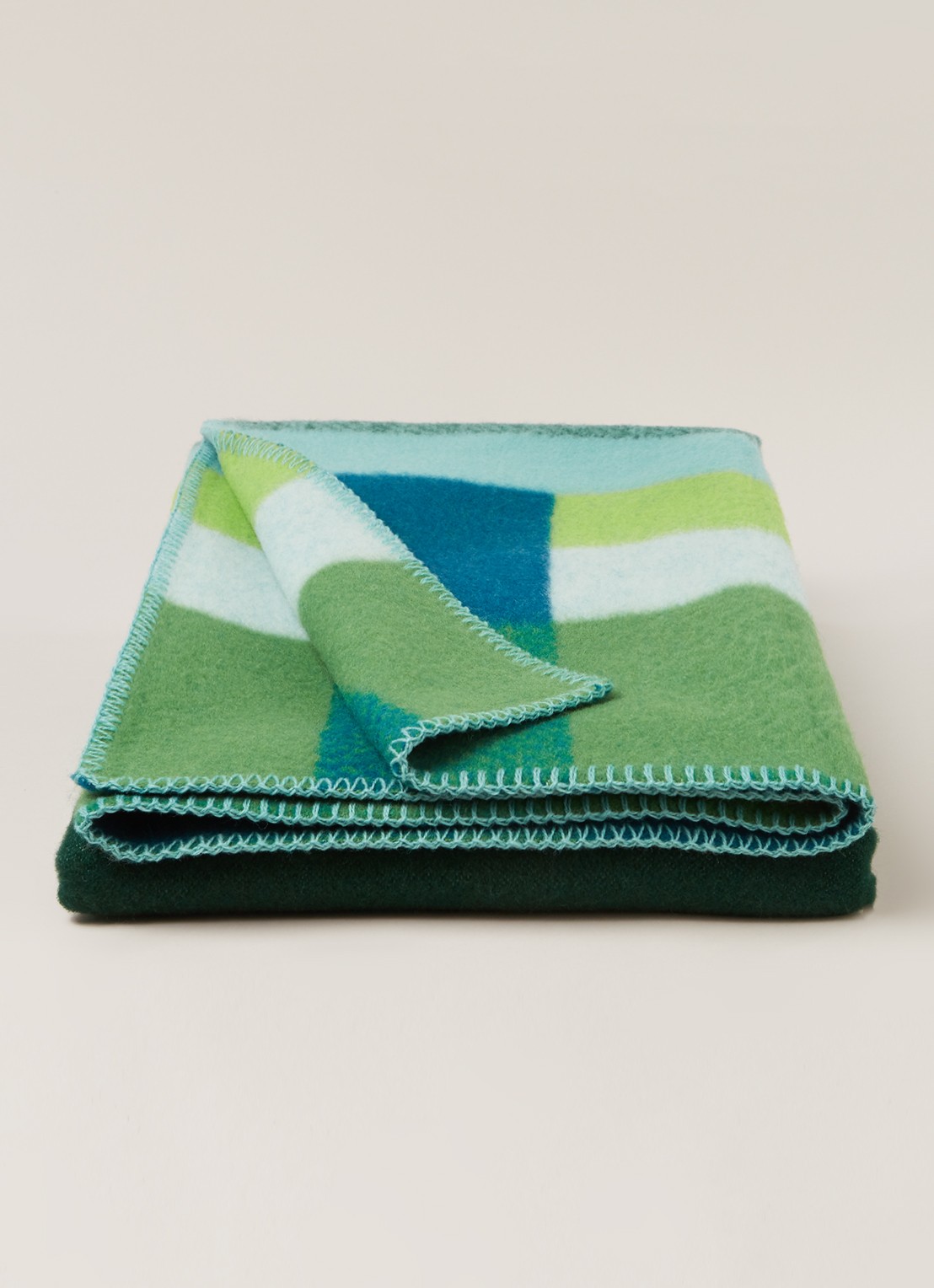 Røros Tweed Mikkel plaid van wol 135 x 200 cm - voorkant 2 groen