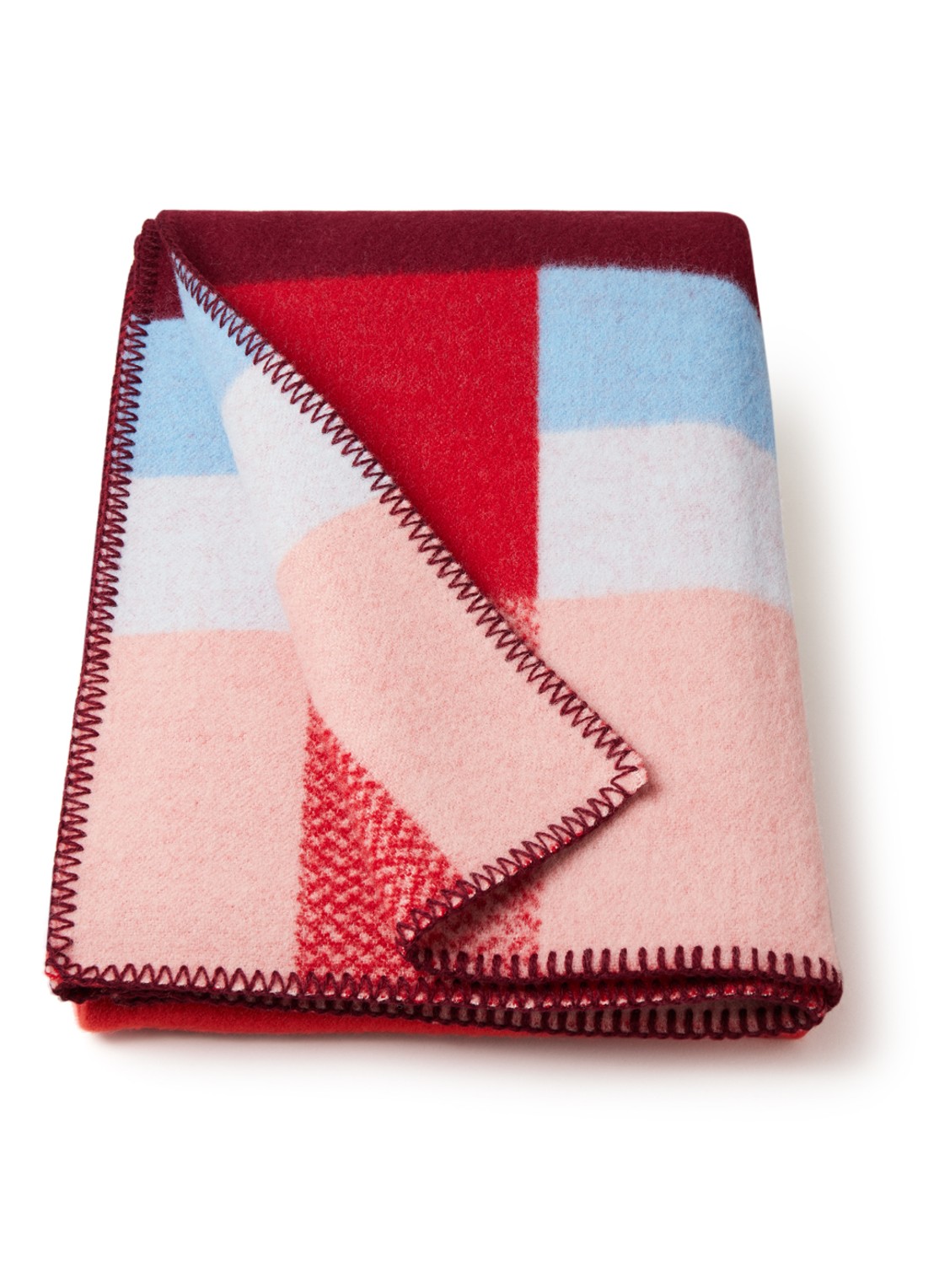 Røros Tweed Mikkel plaid van wol 135 x 200 cm - voorkant steenrood