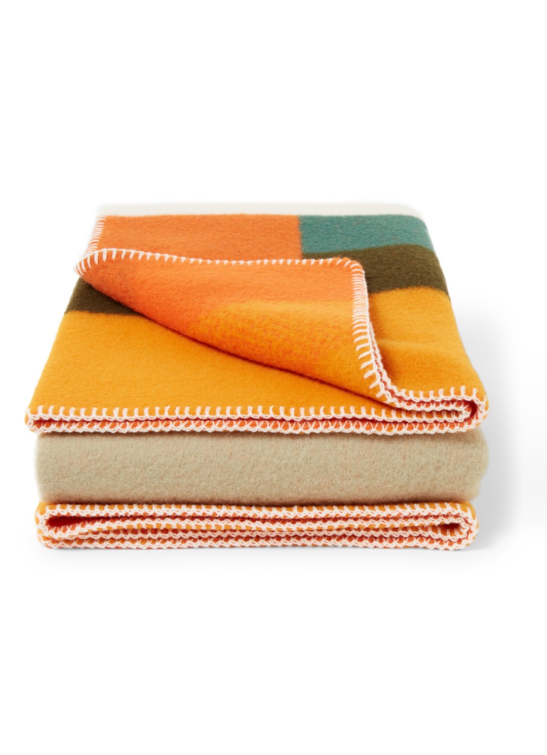 Røros Tweed Mikkel plaid van wol 135 x 200 cm - voorkant oranje