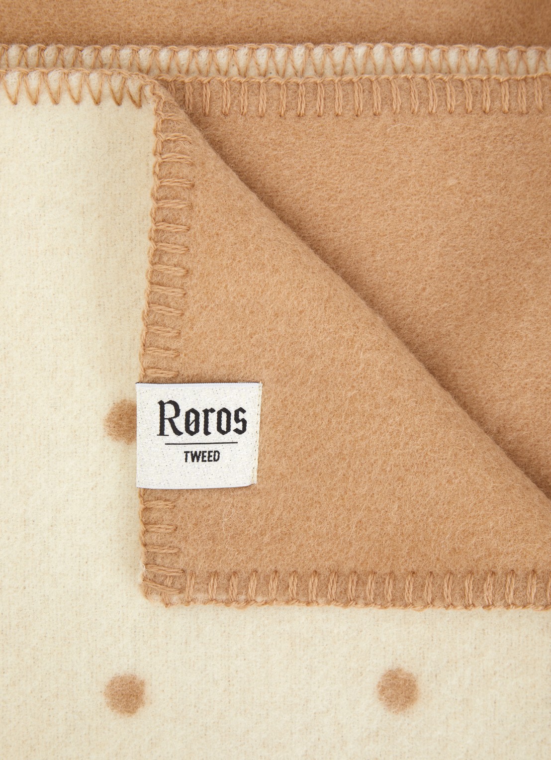 Røros Tweed Pastille plaid van scheerwol 135 x 200 cm - detail beige
