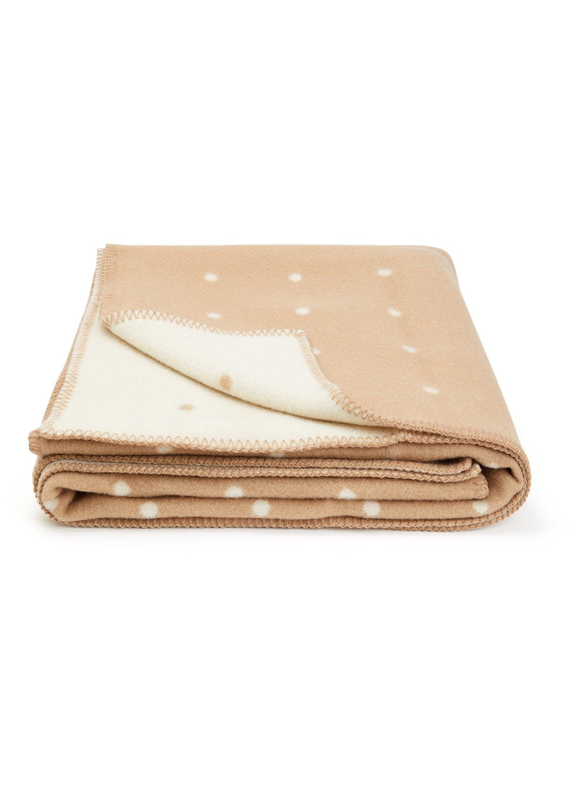 Røros Tweed Pastille plaid van scheerwol 135 x 200 cm - voorkant 2 beige