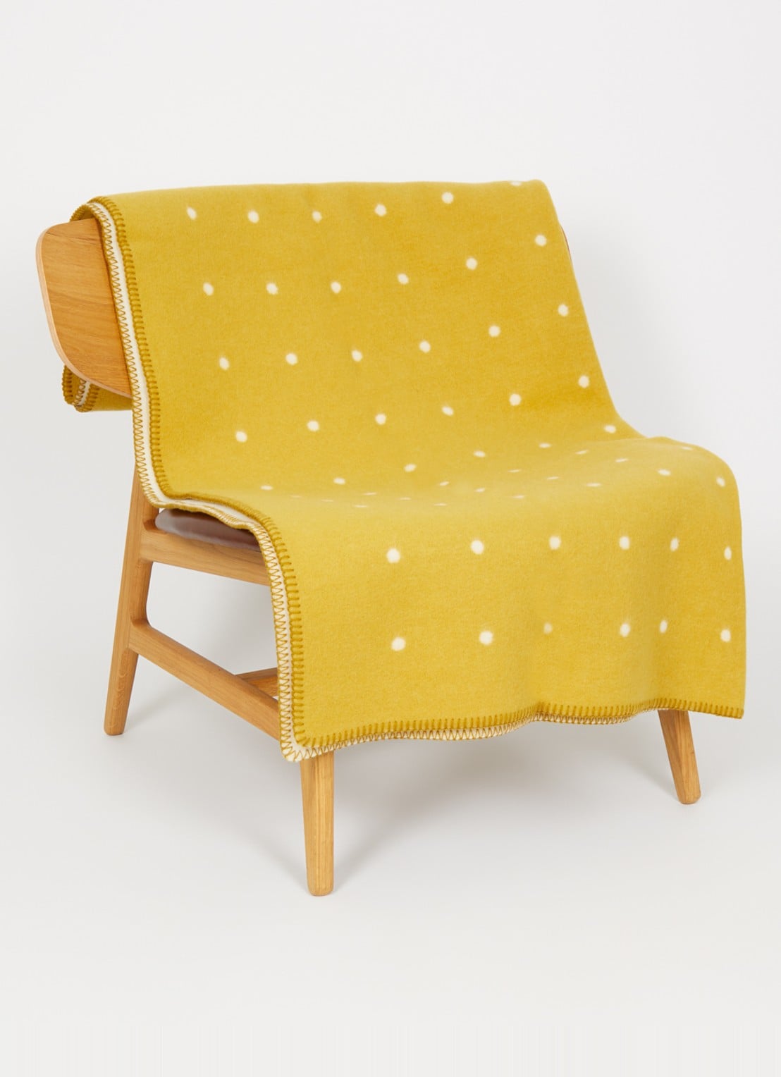 Røros Tweed Pastille plaid van scheerwol 135 x 200 cm - voorkant 2 mosterd