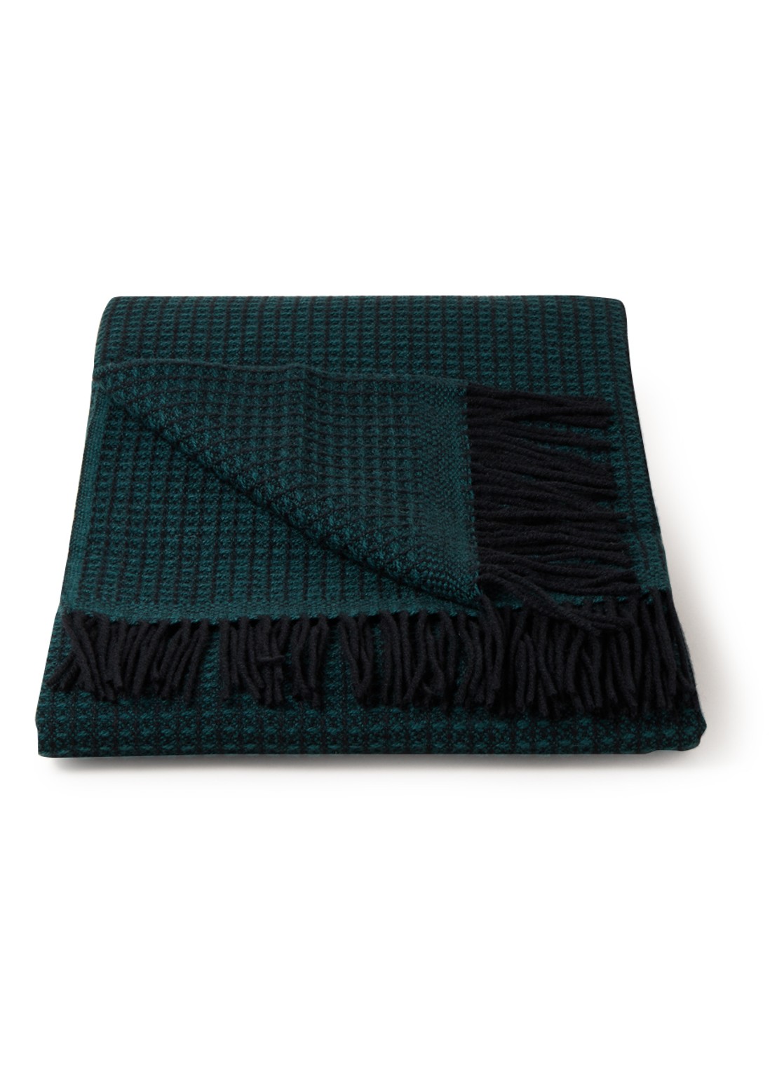 Røros Tweed Vega plaid van wol 150 x 210 cm - voorkant bronsgroen