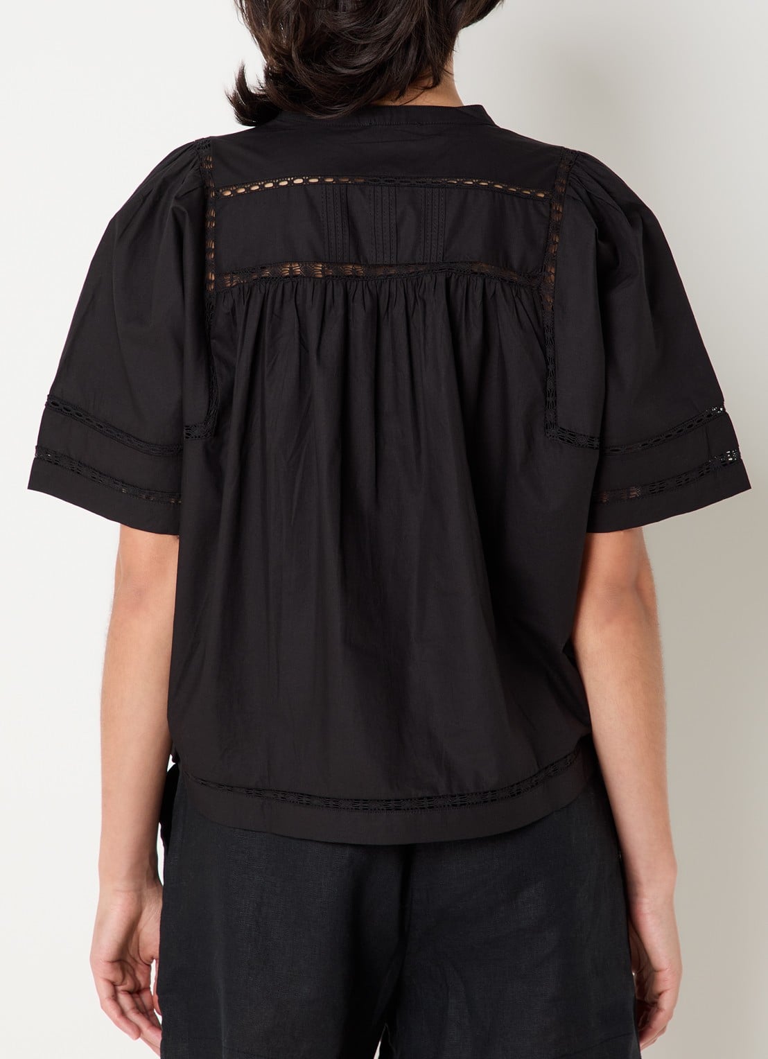 Rails Alanis blouse met broderie - achterkant zwart