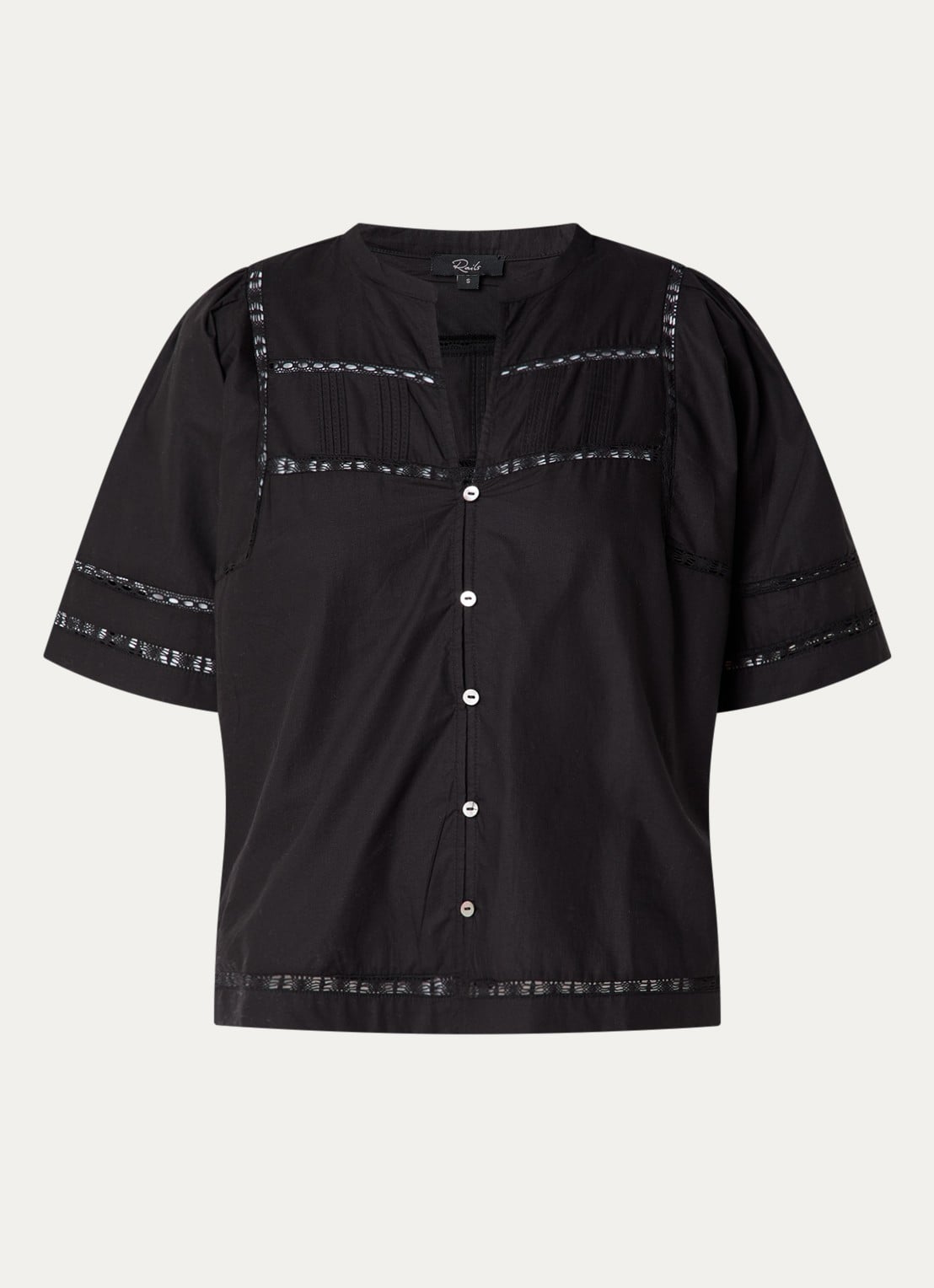 Rails Alanis blouse met broderie - voorkant 2 zwart