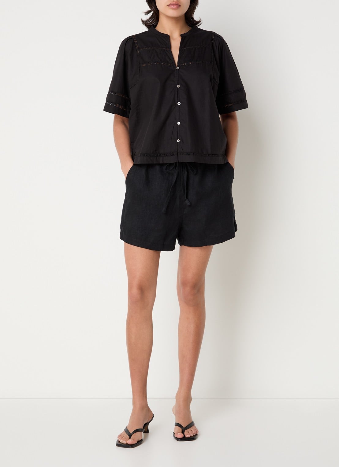 Rails Alanis blouse met broderie - voorkant 3 zwart