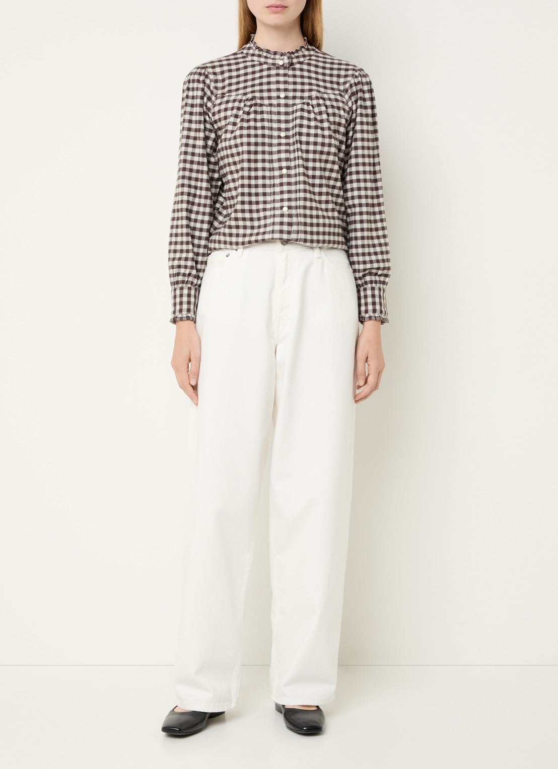 Rails Alanna blouse met ruitdessin - voorkant 4 donkerbruin