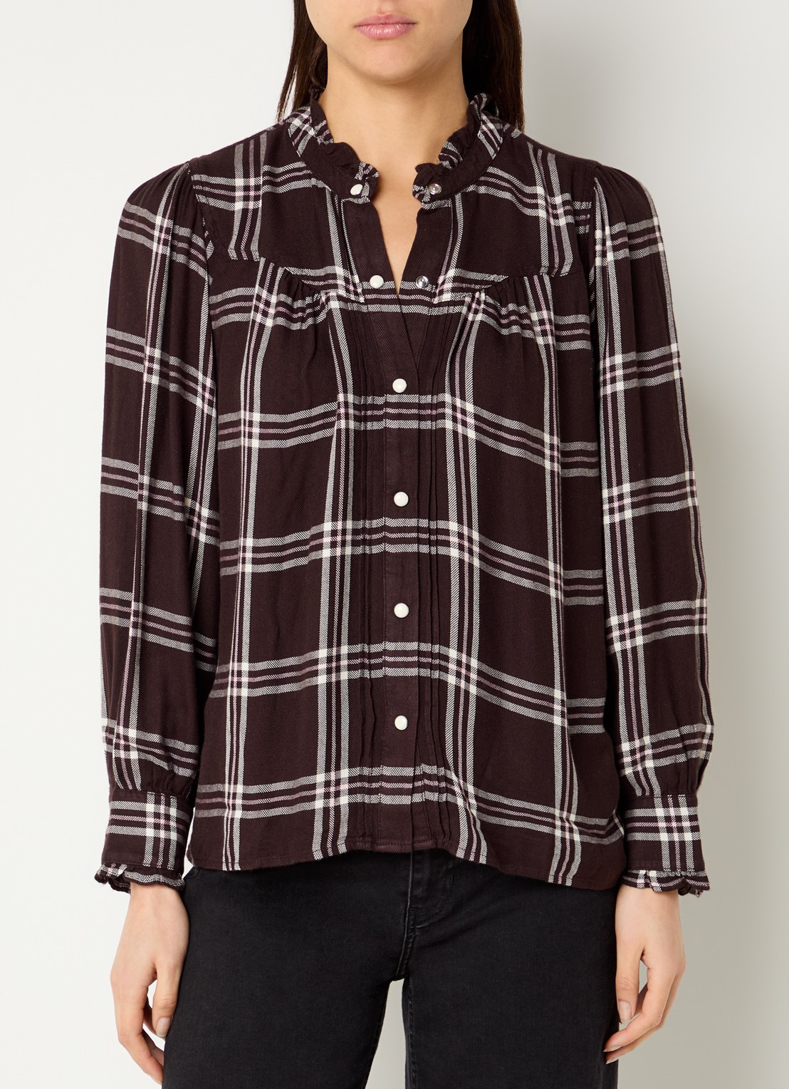Rails Alanna blouse met ruitdessin  - detail 4 chocoladebruin