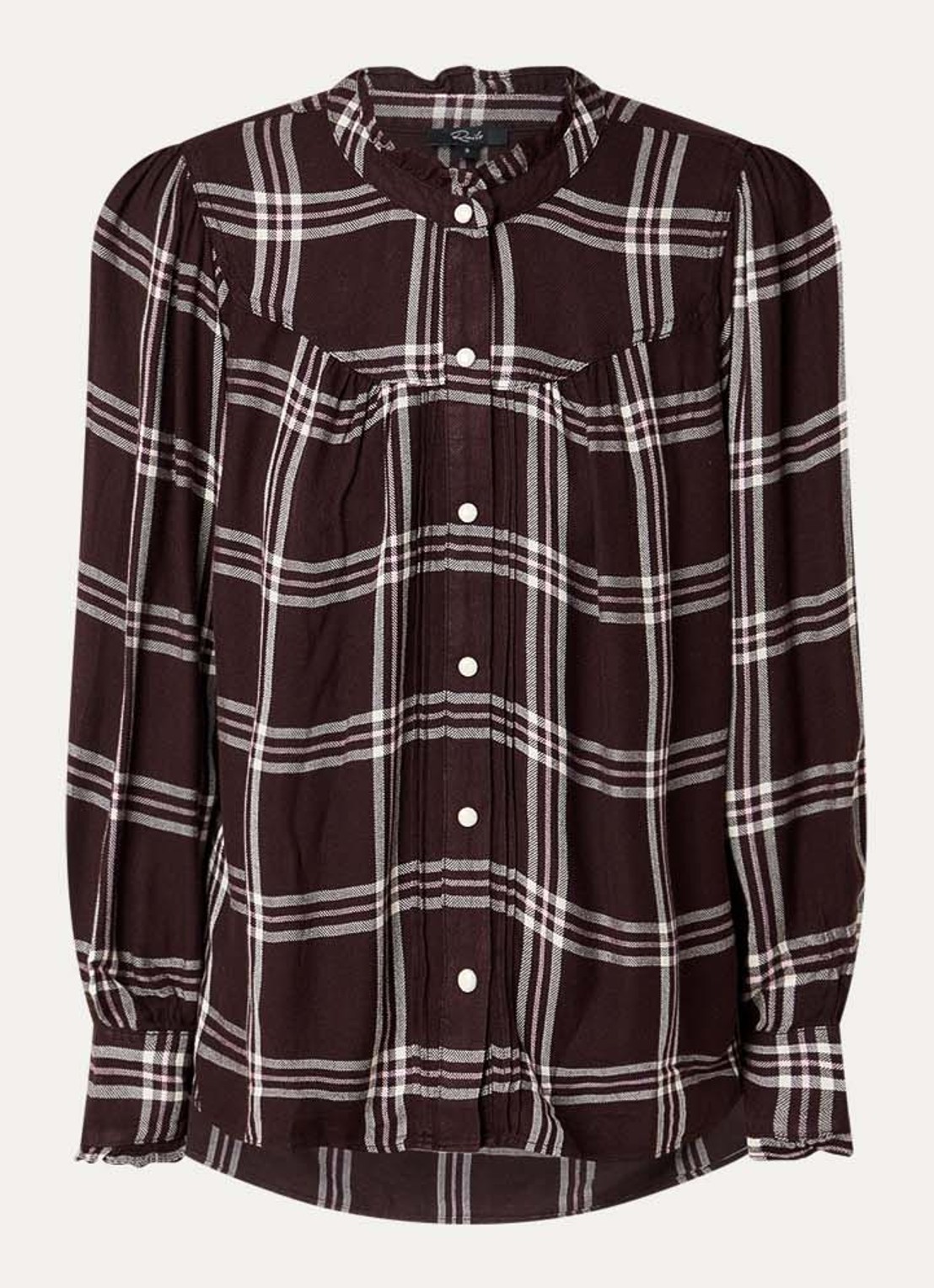 Rails Alanna blouse met ruitdessin  - voorkant 2 chocoladebruin