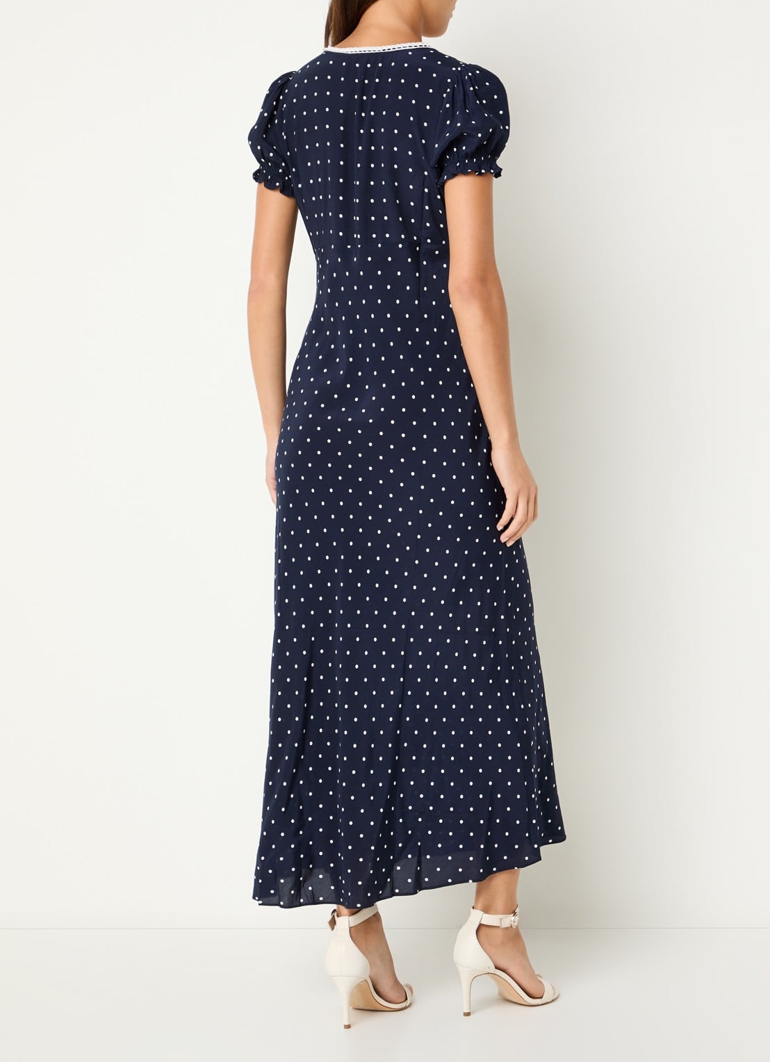 Rails Allison midi jurk met stippenprint en keyhole - achterkant 4 donkerblauw
