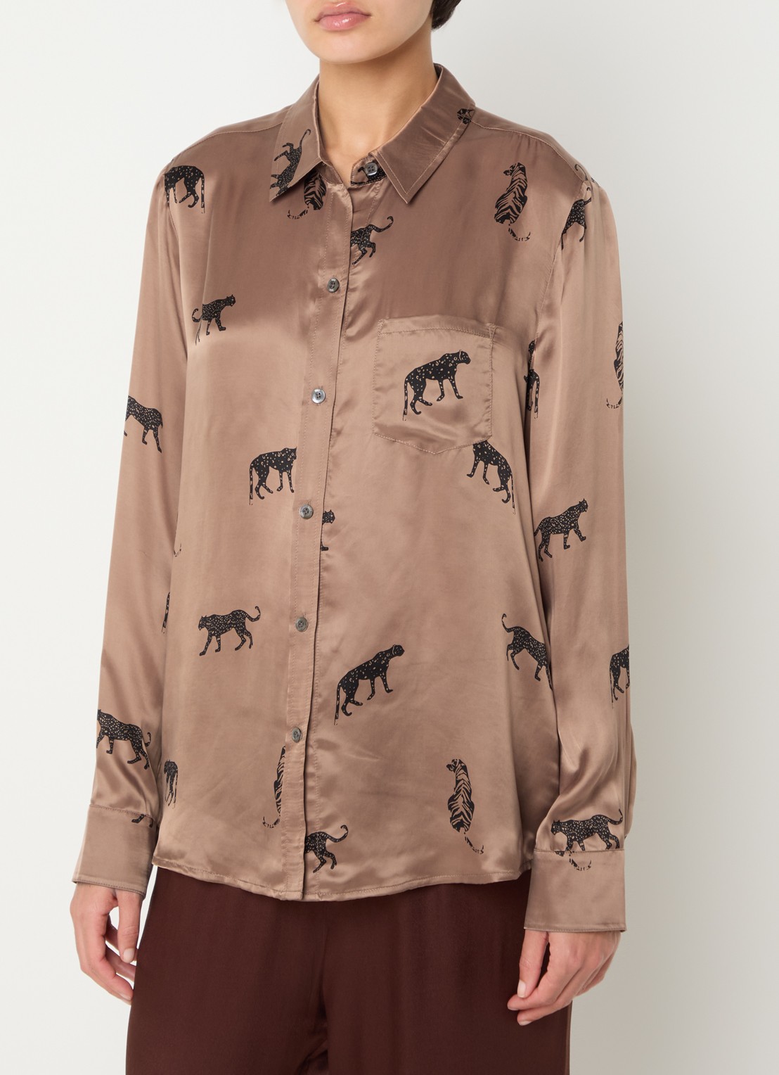 Rails Alyssa blouse van satijn met print - detail 2 roestbruin