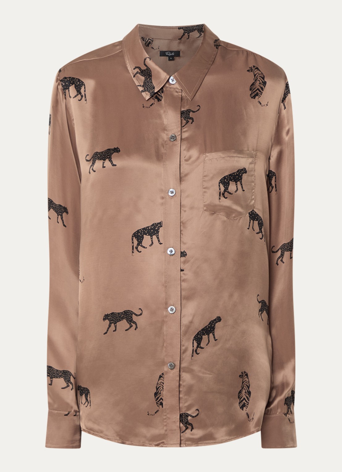 Rails Alyssa blouse van satijn met print - voorkant 3 roestbruin