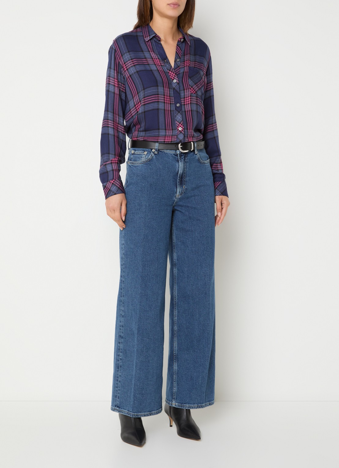Rails Angeleno high waist wide leg jeans met medium wassing - voorkant 2 indigo