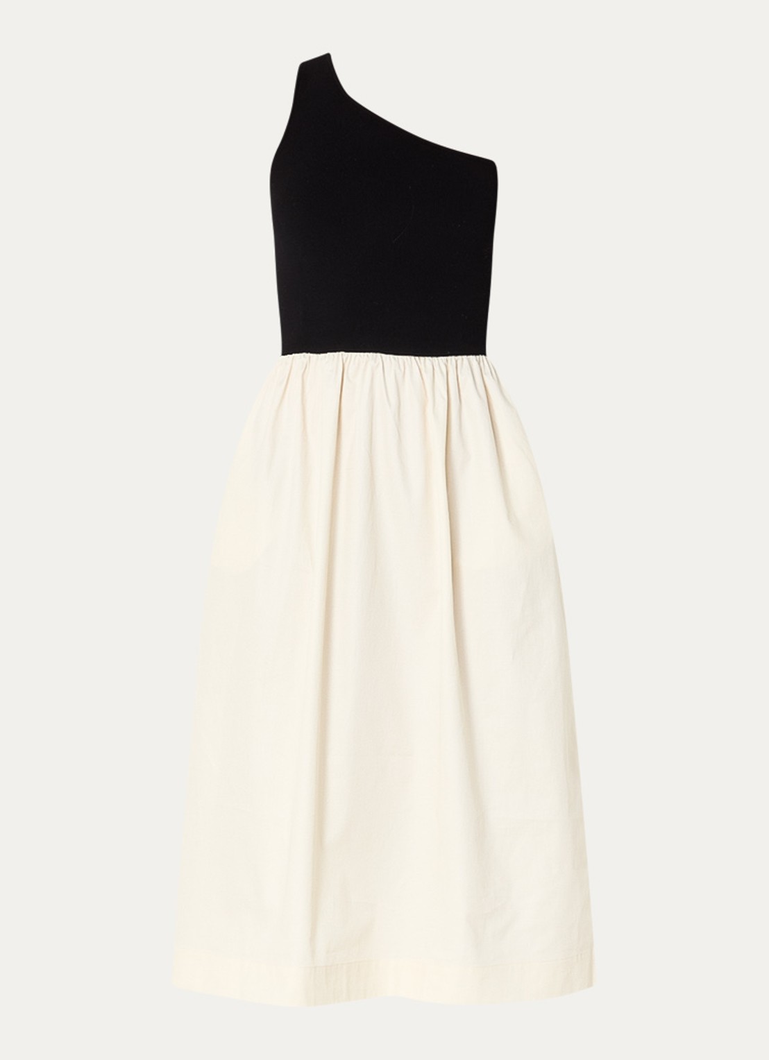 Rails Anita fijngebreide one shoulder midi jurk  - voorkant creme