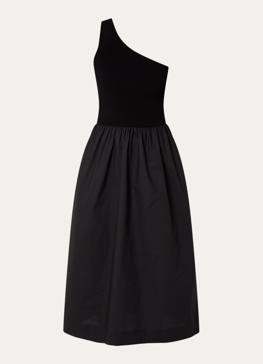 Rails Anita one shoulder midi jurk met steekzakken - voorkant 3 zwart