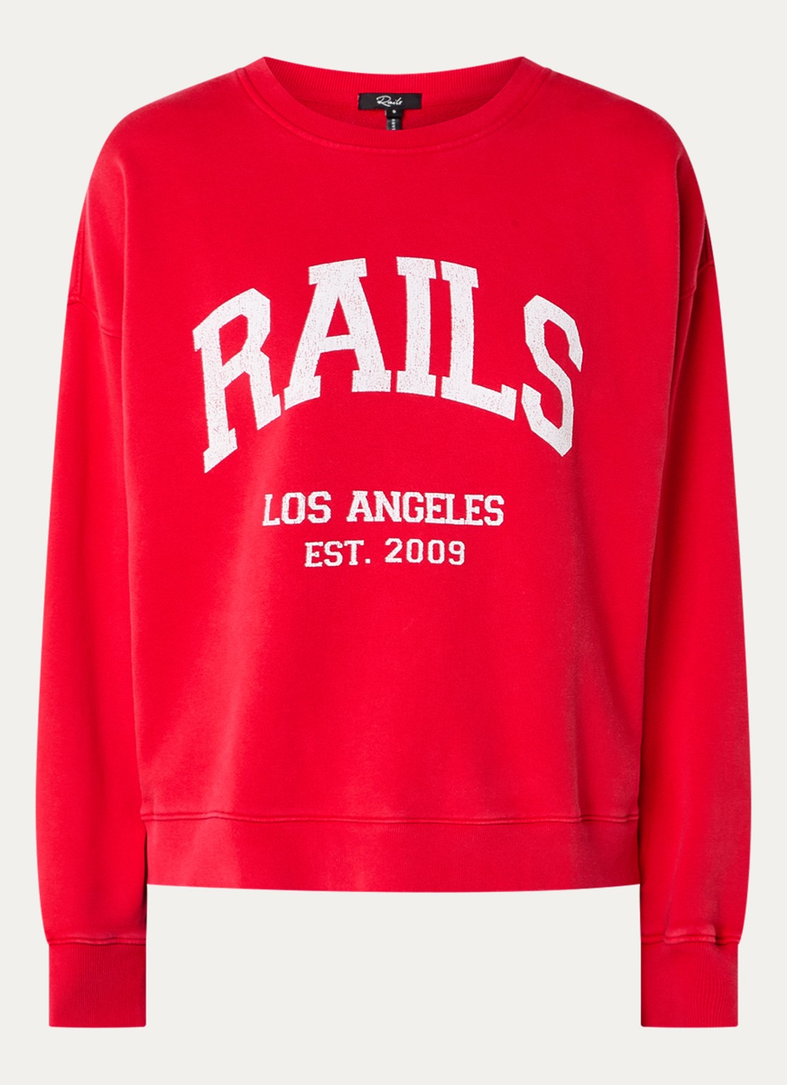 Rails Anniversary sweater met logoprint - voorkant 5 koraalrood
