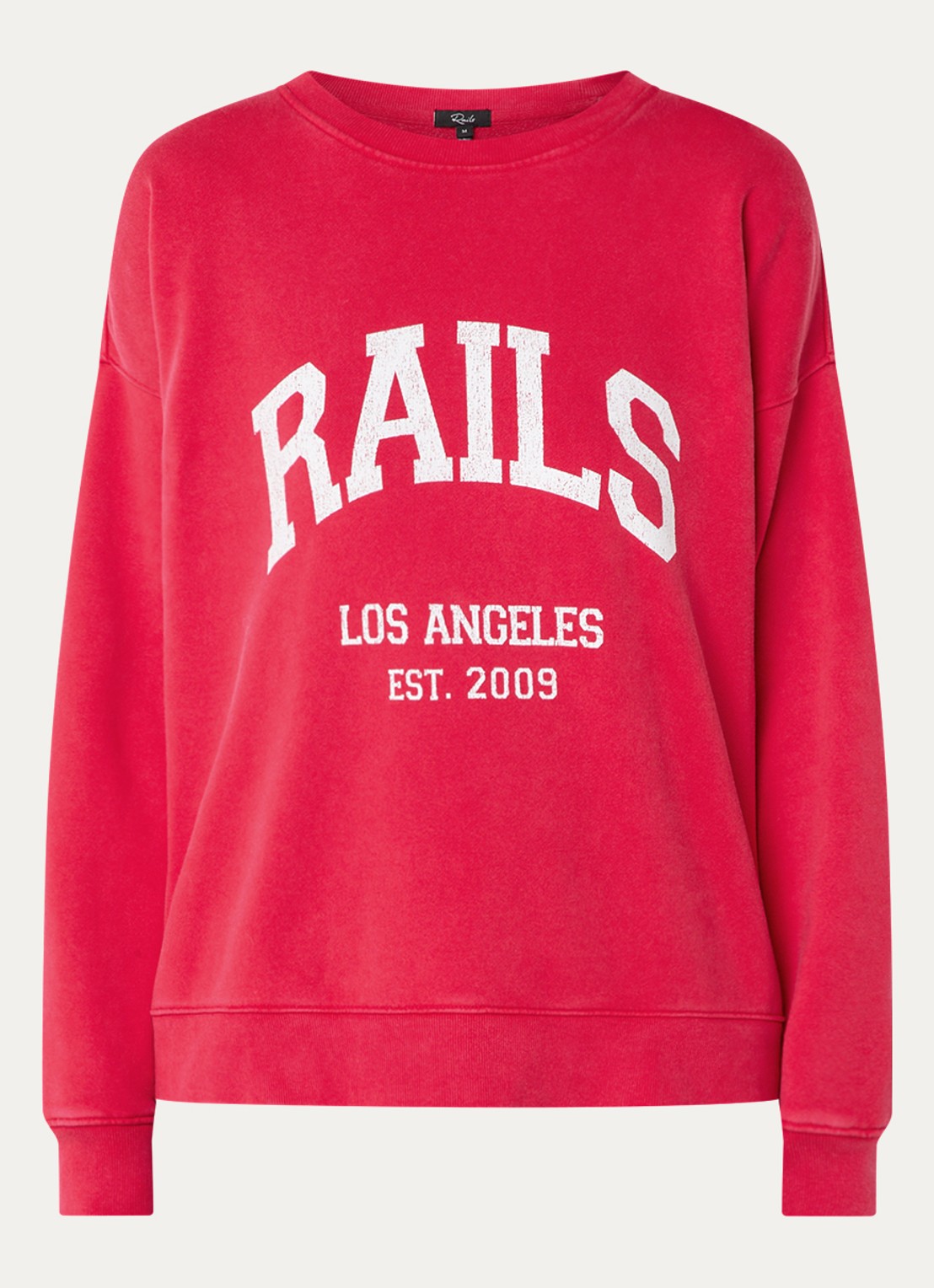 Rails Anniversary sweater met logoprint - voorkant 7 koraalrood