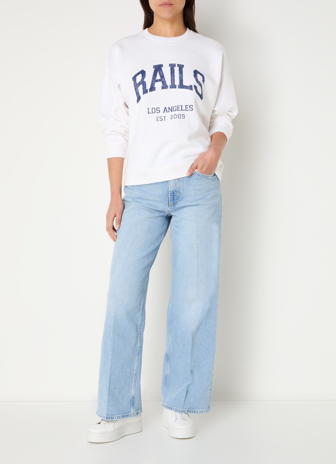 Rails Anniversary sweater met logoprint - voorkant 4 wit
