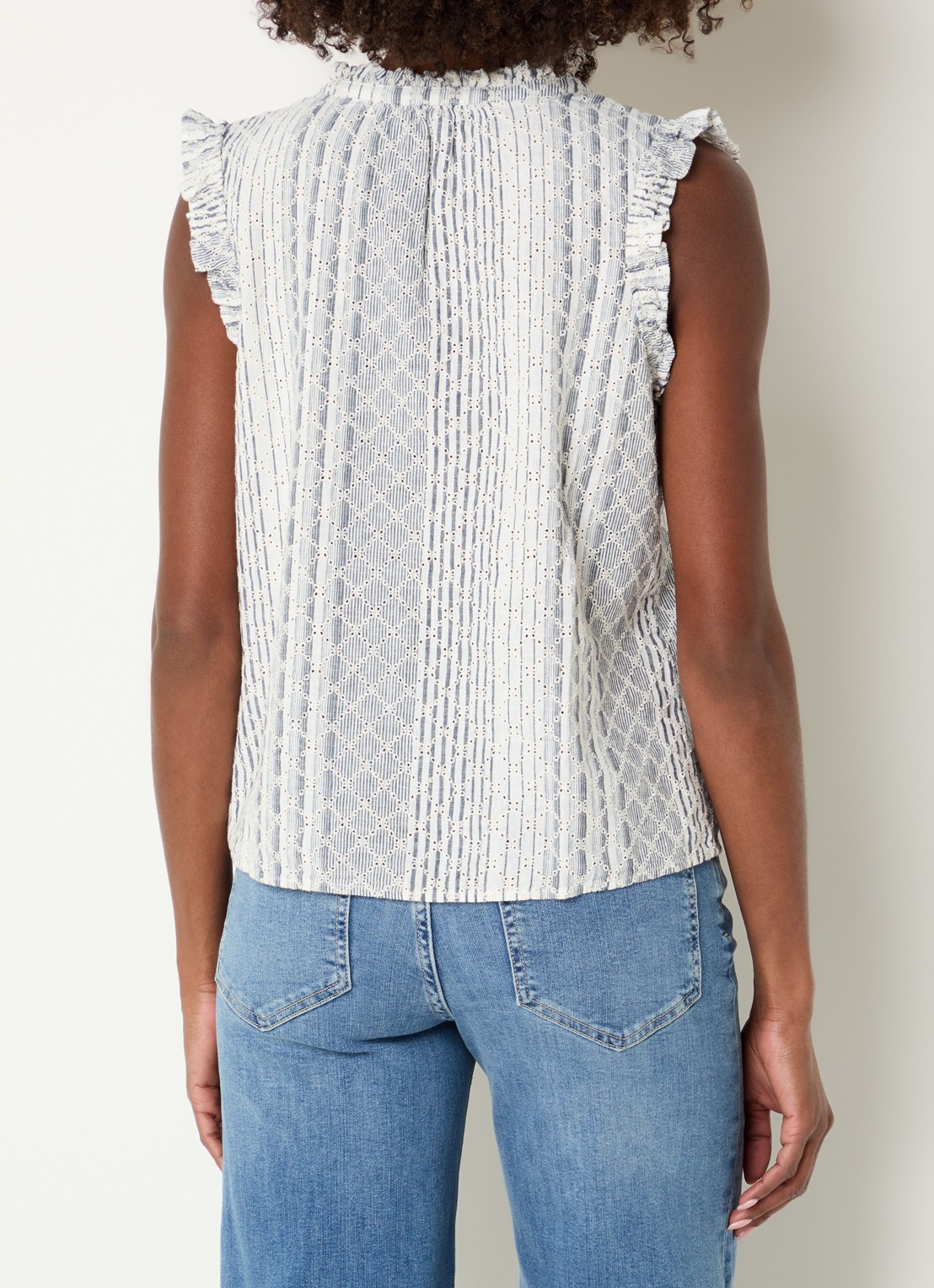 Rails Arlene top met print - achterkant 3 staalblauw
