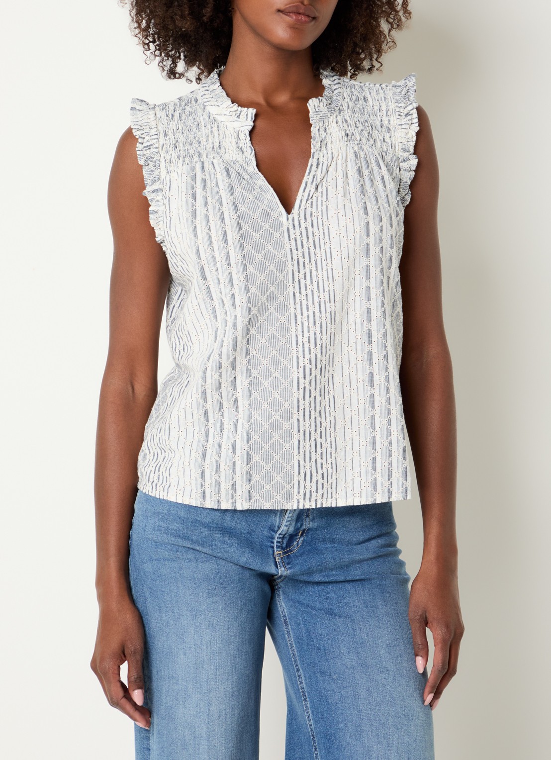 Rails Arlene top met print - detail 4 staalblauw