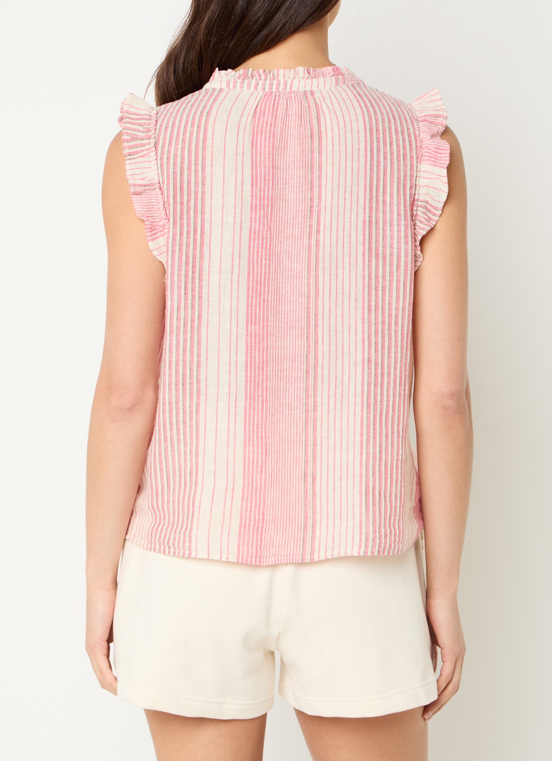 Rails Arlene tuniek in linnenblend met streepprint - achterkant beige