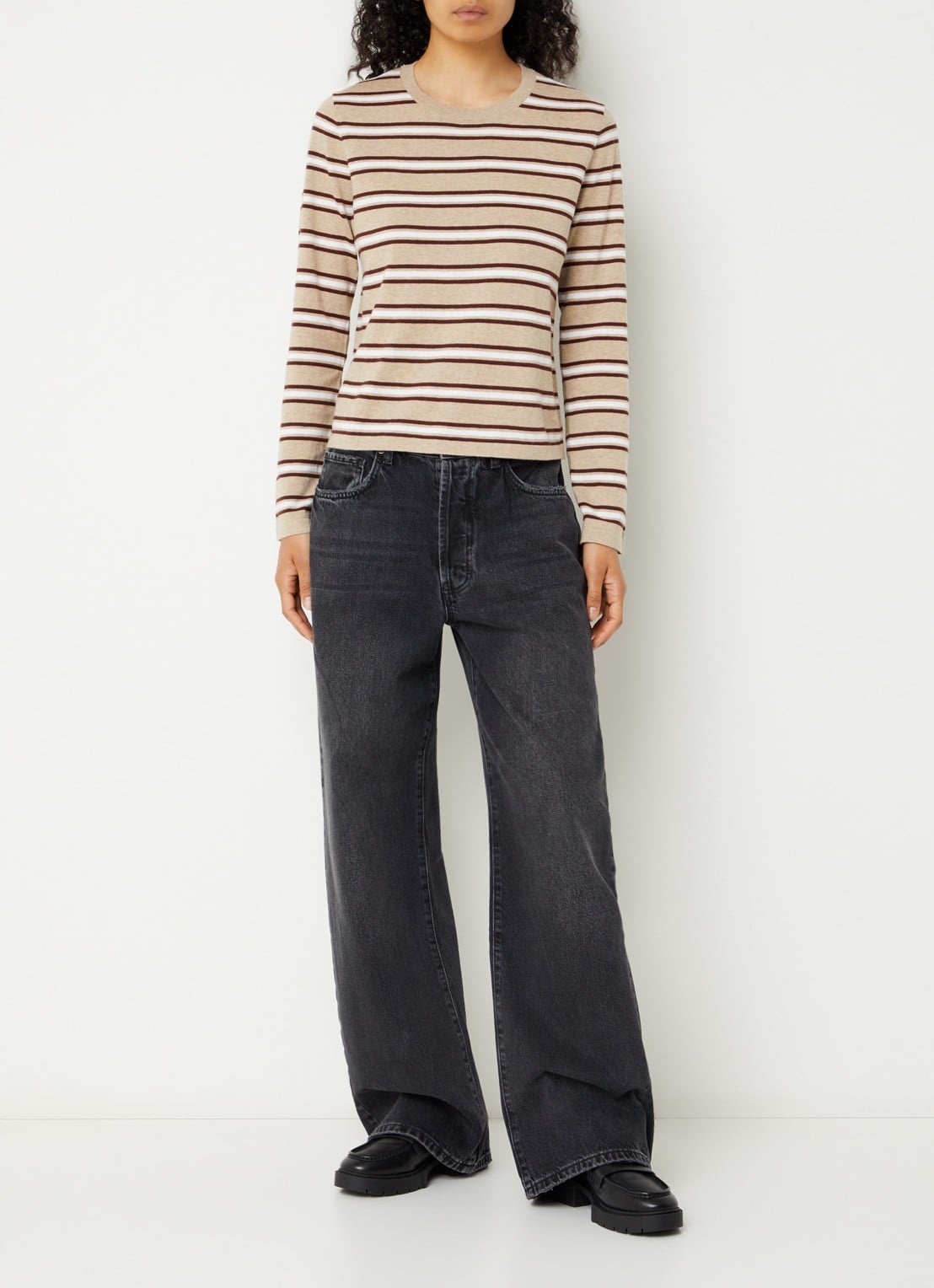 Rails Belmont high waist wide leg jeans met gekleurde wassing - voorkant 4 zwart