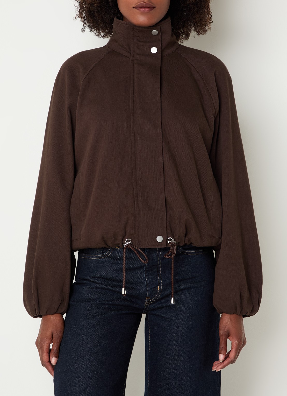 Rails Blake jack met ballonmouw en steekzakken - detail donkerbruin
