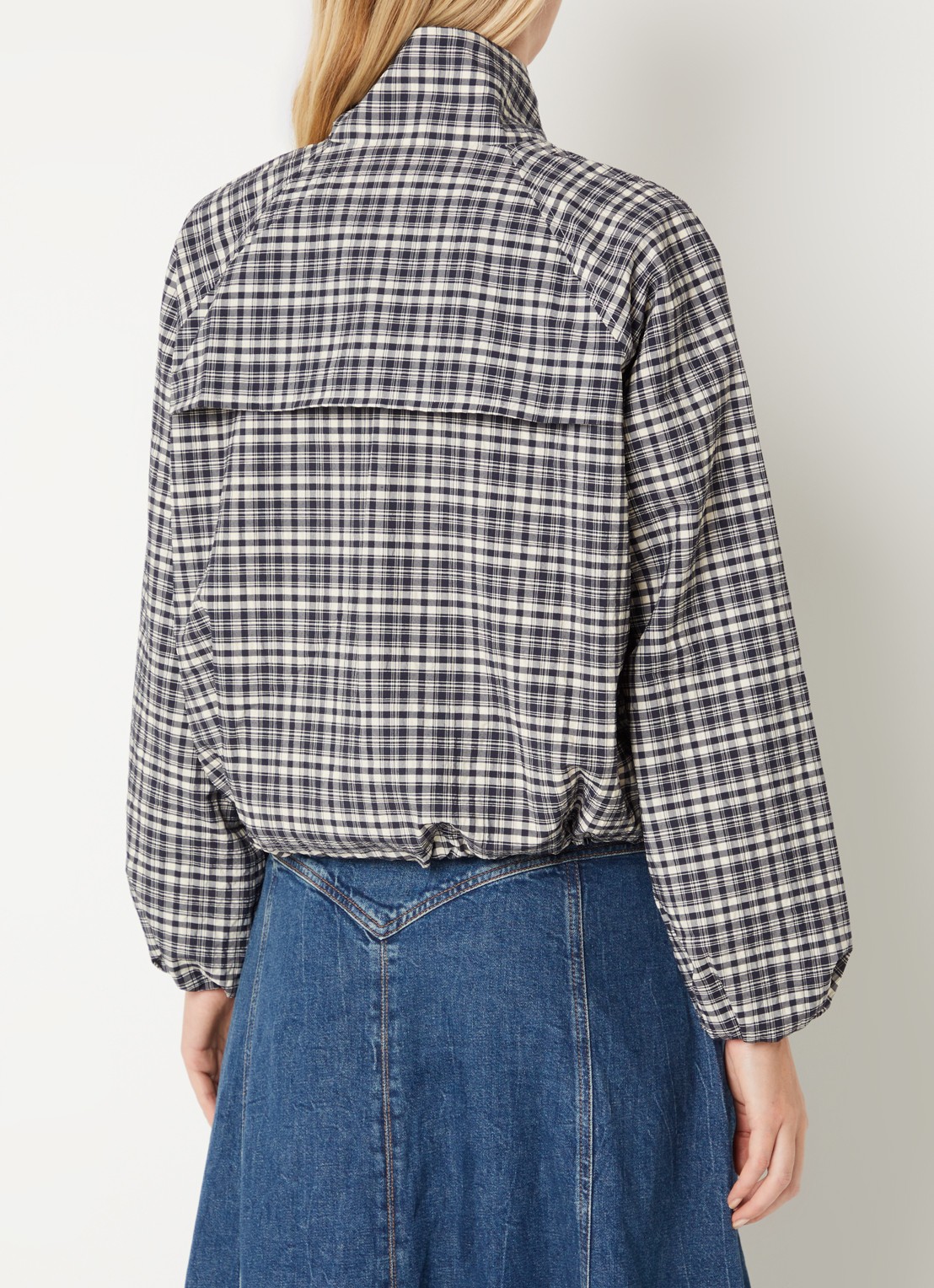 Rails Blake jack met ruitdessin en steekzakken - achterkant donkerblauw