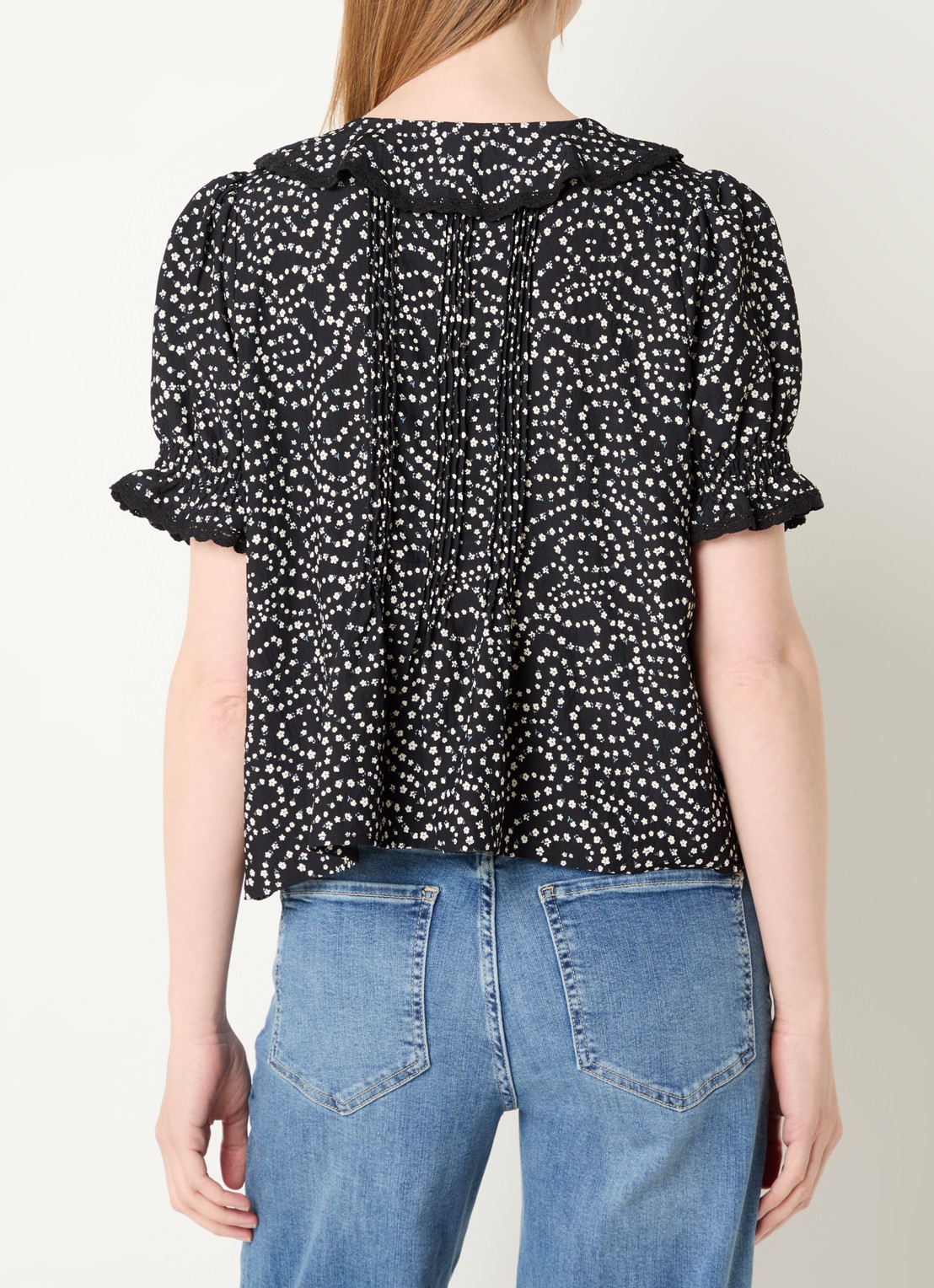 Rails Bloom tuniek met bloemenprint en pofmouw - achterkant zwart