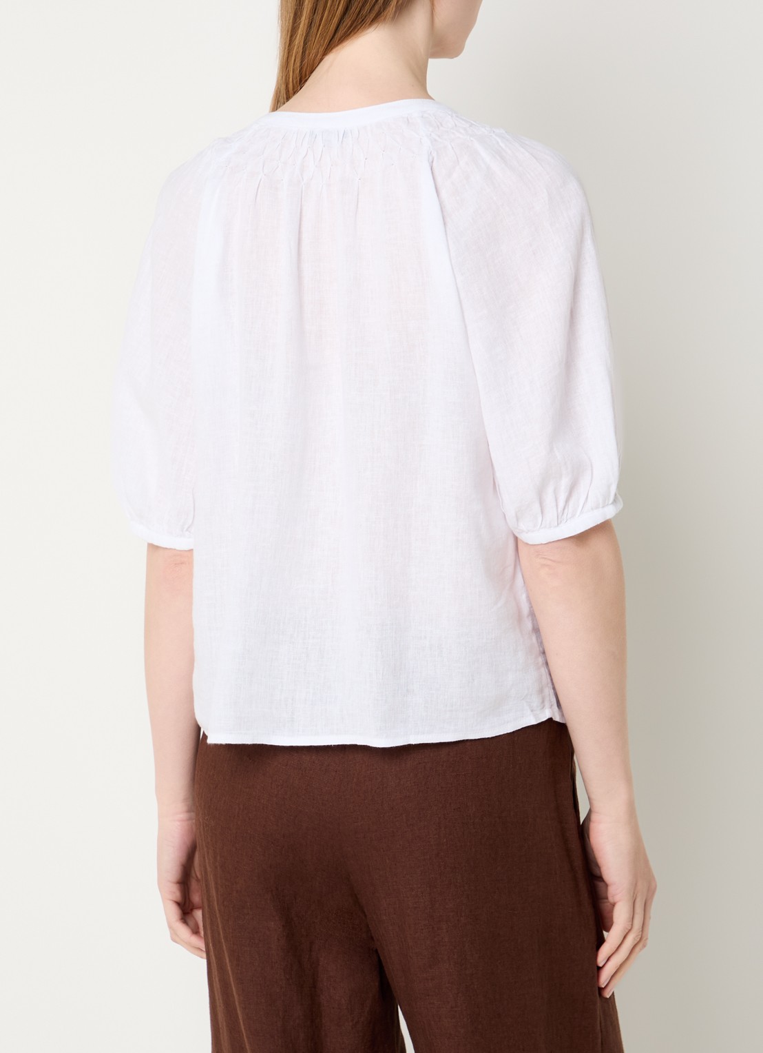 Rails Blouse in linnenblend met ronde hals - achterkant wit