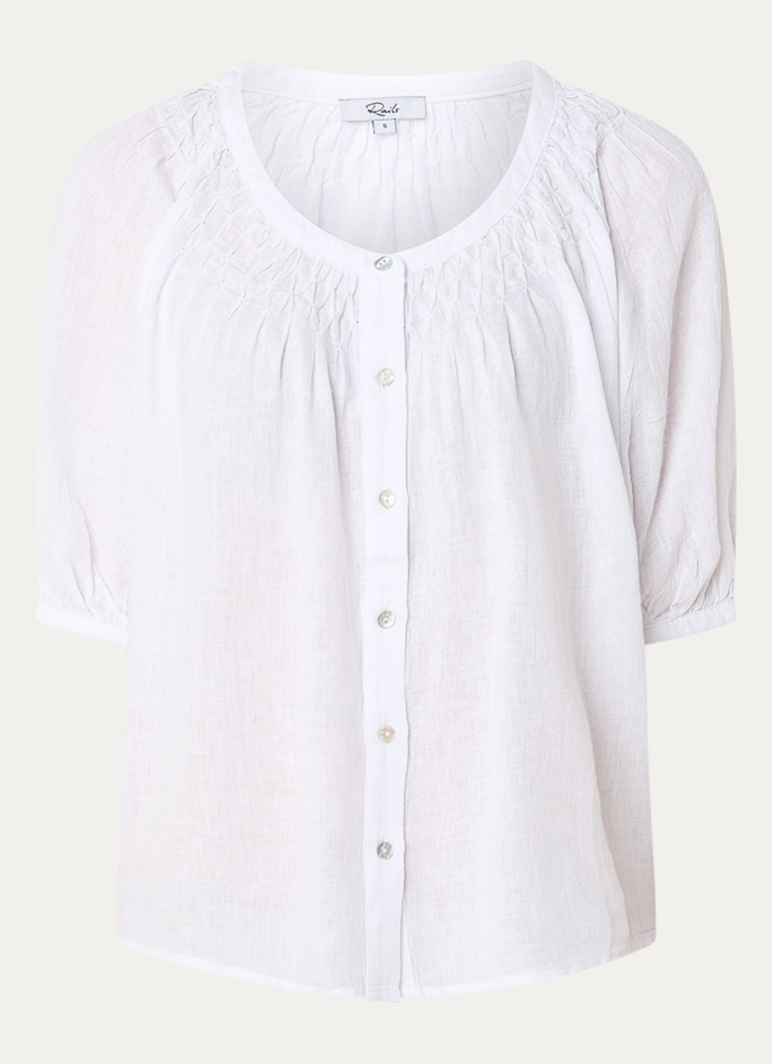 Rails Blouse in linnenblend met ronde hals - voorkant 3 wit