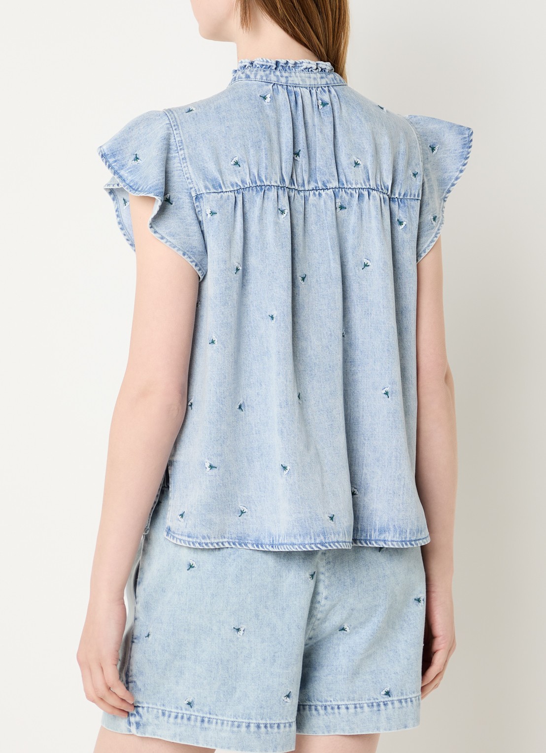 Rails Blouse met vlindermouw en bloemenprint - achterkant indigo