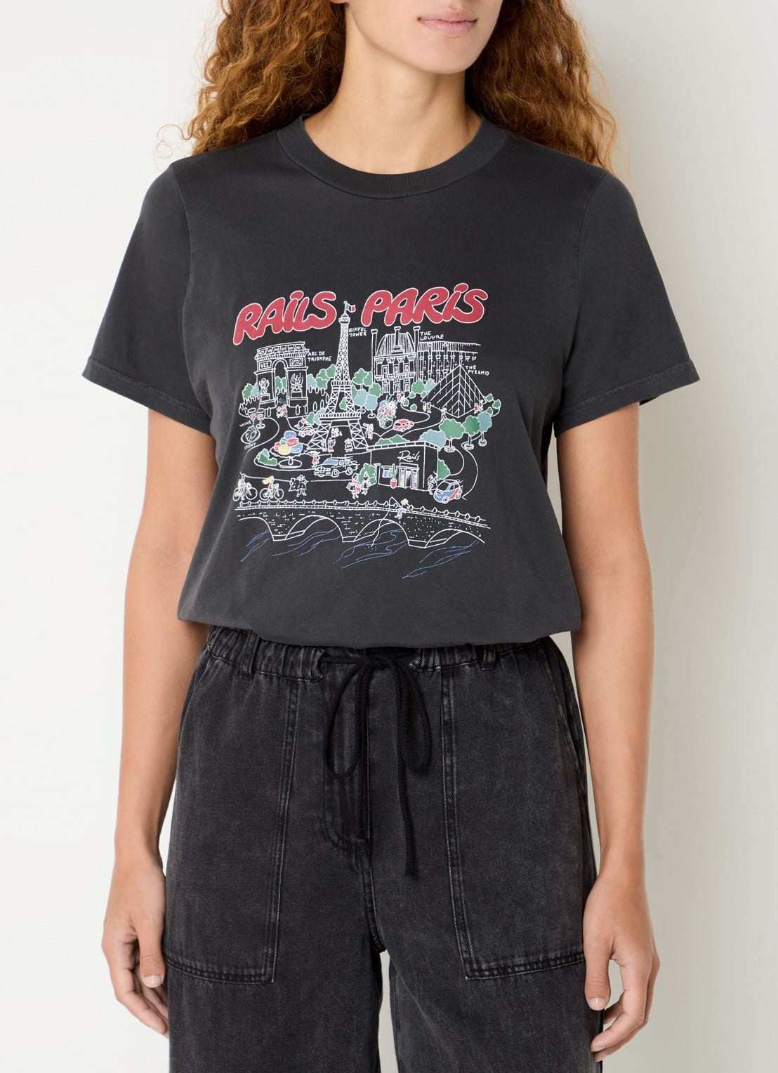 Rails Boyfriend T-shirt met logoprint - detail 4 antraciet